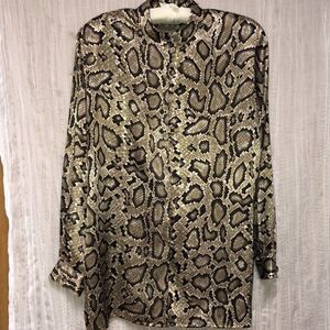 Vintage XL Christie & Jill Snake Skin Long Sleeve Blouse